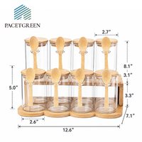 Pot de rangement en verre multi-usages pour la cuisine, couvercle en bambou, cuillère en bois, résistant à l'humidité, passe au lave-vaisselle, empilable, pour les collations, les noix, les bonbons
