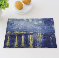 Sets de table personnalisés en lin et coton, impression artistique Nuit étoilée de Van Gogh, résistants à la chaleur, lavables, décoration pour la maison et la cuisine
