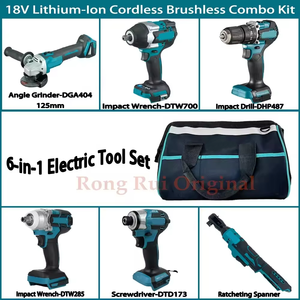 Kit Combinado de Herramientas Eléctricas MAK Sin Escobillas de 18V con Atornillador, Amoladora, Llave de Impacto, Taladro, Bolsa de Herramientas, Llave de Carraca para Uso Doméstico - Product Image 2