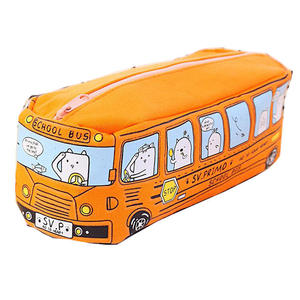 Cheap Factory Price Big Capacity School Pencil case Canvas Bag New Design Cute Bus Shape <strong>Pen</strong> <strong>Pouch</strong> for Elementary Student - Product Image 2