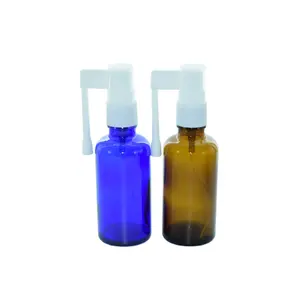 Factory Manufacturer 5ml 10ml 30ml Refillable Diffuser Mist Nose Sprayer Amber Blue Empty Medical Nasal Spray Bottle Glass