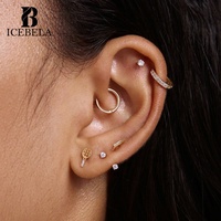 Boucles d'oreilles clous en argent sterling S925, design Andre Racquet, zirconium, pour femmes, sportives et élégantes