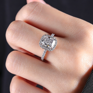 Bague en diamant cultivé en laboratoire SGARIT, or 18 carats, VVS D 1ct 2ct 3ct, certificat IGI, coupe coussin, design halo, pour femme, fiançailles - Product Image 6