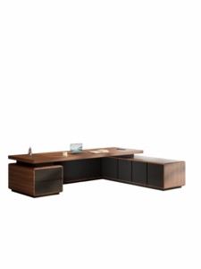 Escritorio Ejecutivo de Lujo, Moderno, de Madera, en Forma de L, Mesa para CEO o Jefe con Gabinete de Almacenamiento, Muebles para Oficina en Casa - Product Image 6