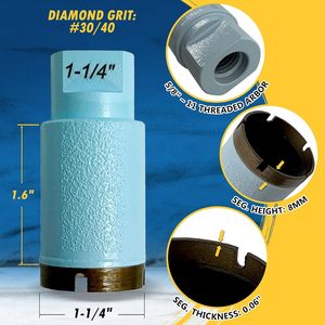 Broca de pared delgada JDK de 1-1/4 pulgadas para cerámica, porcelana, <span class=keywords><strong>Dekton</strong></span> y <span class=keywords><strong>Neolith</strong></span>, sierra perforadora de 1.6 pulgadas de profundidad, eje roscado de 5/8-11 - Product Image 3