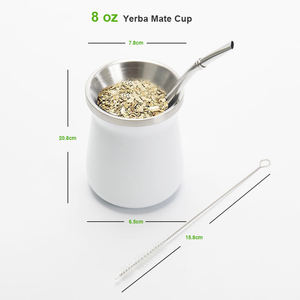 Vaso de Acero Inoxidable 18/8 de Doble Pared con Aislamiento al Vacío, Estilo Brasileño y Argentino, para <span class=keywords><strong>Mate</strong></span> de 8 oz, Ideal para Fiestas del Té - Product Image 4