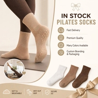 Calcetines de Pilates de Algodón para Mujer, Calcetines de Yoga Tejidos Coloridos, Calcetines Deportivos Transpirables Antideslizantes para Ejercicio en Primavera