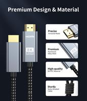 Câble HDMI 2.1 ultra haute vitesse 8K 60Hz 48 Gbps HDR dynamique EARC VRR mâle-mâle pour moniteur PS5, projecteur