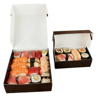 Umweltfreundliche, individuell bedruckte schwarze Kartonbox mit glänzender Laminierung für frisches Sushi und Mittagessen, faltbares Design.