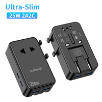 Adaptador de Corriente de Viaje Todo en Uno, Mini Cargador Ultrafino de 25W PD, Enchufe de Carga Directo de Fábrica, Tipo C, Doble USB, Resistente al Fuego