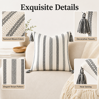 Housse de coussin carrée épaisse tissée avec pompons, logo personnalisé, faible MOQ