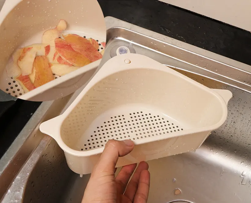 Cesta de almacenamiento de esponja de tela para platos Cesta de drenaje de plástico triangular Cesta de drenaje para fregadero de cocina