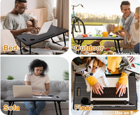 Table de lit pliable et portable avec tiroir de rangement et porte-gobelet pour manger le petit-déjeuner au lit
