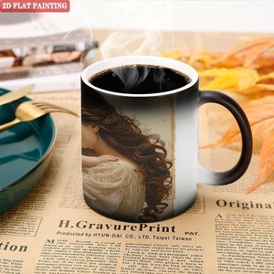 Mug en céramique thermosensible 11oz noir givré, prêt pour la sublimation, pour création artistique personnalisée - Product Image 5