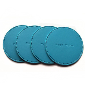Wholesale Custom Logo Coffee Cup Leather Coaster Waterproof Table Drink Cup Mat Promotional Gifts