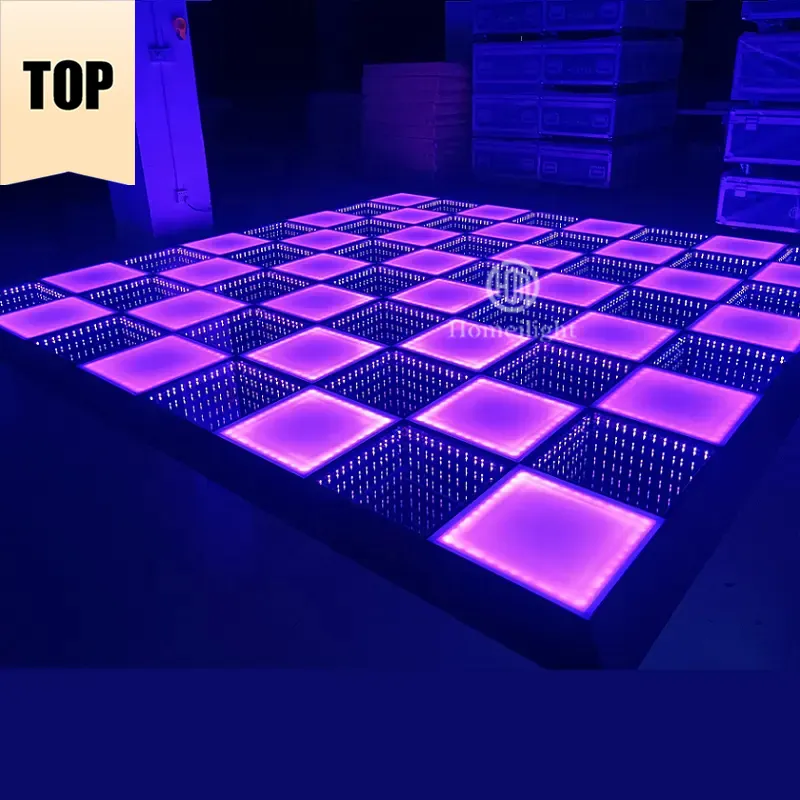 12x12ft DJ 나이트 클럽 라이트 3D LED 미러 댄스 플로어 조명 무한대 댄스 패널