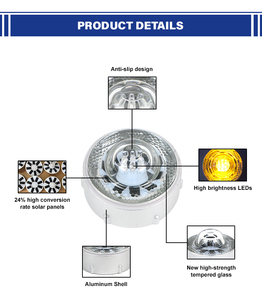 Luci Segnaletiche Stradali Solari ad Alta Visibilità con 6 LED, Lampada LED Solare per Strade, Autostrade, Vialetti, Giardini - Product Image 3