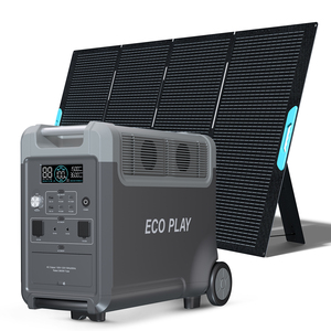 ECOPLAY 3600W Portable Power Station with 400W Folding Solar Panels Solar Energy Hybrid Outdoor Generator <b>Mobile</b> <b>Battery</b> - Product Image 1
