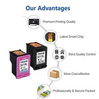 Cartouche d'encre compatible HP Deskjet 1000 1010 3000 2050 1050 301 301XL avec puce intelligente la plus récente, garantie 18 mois, format XL