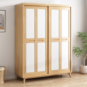 Porte coulissante nordique en bois massif pour moderne Simple petit appartement maison chambre principale <span class=keywords><strong>armoire</strong></span> économique pour salon - Product Image 1
