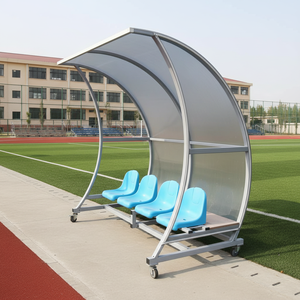 Abri portable pour équipe de football à 8 places avec cadre incurvé ACT, banc mobile pour joueurs de football avec sièges à godets NPY-ZKBB-8 - Product Image 4