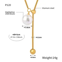 Collier unisexe en acier inoxydable plaqué or 18 carats avec pendentif cœur, chaîne serpent, perle géométrique et lettre, vente en gros