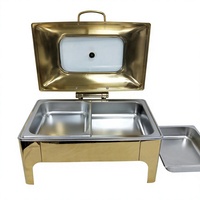 Plat de service de luxe 9L en acier inoxydable doré, chauffe-plat à alcool/électrique, garantie 1 an pour la restauration, les hôtels et les restaurants