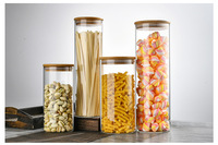 Pot de conservation en verre borosilicate de haute qualité avec couvercle en bambou, hermétique et écologique, pour la conservation des aliments