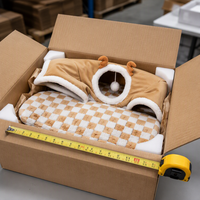 YAOYUE Tunnel pour chat en peluche motif renne, avec tapis de jeu amovible et lavable, semi-fermé, conception ouverte à deux arches, pour chatons et chats adultes, différentes tailles