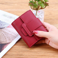 Penjualan terlaris dompet kartu kulit PU wanita dompet pendek pelajar tas koin kecil warna polos dengan Logo kustom
