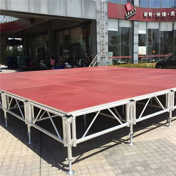 Hot Selling Rood Aluminium Draagbaar Klein Podium Met Tapijt Voor Concert