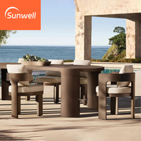 Ensemble de table de salle à manger d'extérieur de luxe moderne pliable en aluminium léger et imperméable, table de patio à séchage rapide avec 6 chaises pour cour