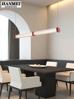 Lampes suspendues de style industriel pour restaurant, longues et en forme de bande, en acier inoxydable rouge, lampe de bureau, luminaires de café