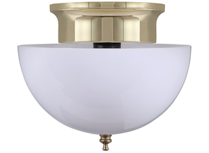 Moderne halfronde lampenkapset voor binnen, melkwit - antiek messing lampenklem + kleine kroonkap - Product Image 5