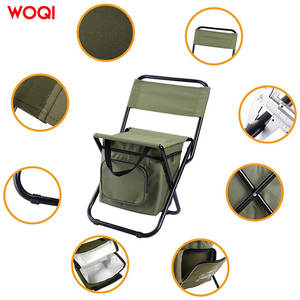Chaise pliante portable Woqi, vert militaire, tissu Oxford, pour extérieur, jardin, camping, pêche, avec sac isotherme - Product Image 2