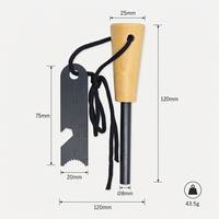 Kit de démarrage de feu Venture Tails avec tige de magnésium robuste de 10 mm et manche en bois pour le camping, la survie d'urgence, la randonnée, les voyages et le barbecue