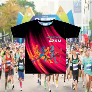 Sublimation tshirts 100% polyester cotton feel US size mesh jersey marathon running sports tshirt dry-fit custom printing