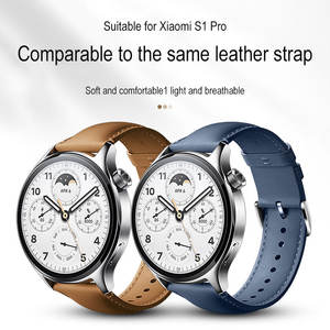 <span class=keywords><strong>Bracelet</strong></span> de montre en cuir véritable 22mm pour Xiaomi Mi Watch S2 S1 Pro <span class=keywords><strong>Active</strong></span> Color <span class=keywords><strong>2</strong></span> Sport Smartwatch - Product Image 2
