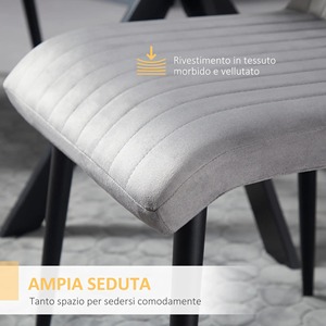 HOMCOM Lot de 2 chaises de cuisine rembourrées et peu encombrantes avec pieds en acier, 43x58x90 cm, gris et noir - Product Image 3