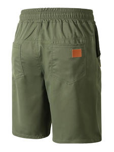 Pantalones cortos deportivos de playa de verano, pantalones cortos teñidos lisos antiarrugas de cintura alta de tela tejida informal para hombres - Product Image 5