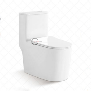 Inodoro de una pieza sin juntas, de altura cómoda, con taza alargada para baño moderno - Product Image 1