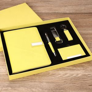 Artículos Promocionales al por Mayor, Juego de Regalo de Cuaderno de Tapa Dura de PU, Bolígrafo, Llavero, Memoria USB, Porta Tarjetas, 100 Hojas, Logotipo Personalizado - Product Image 1