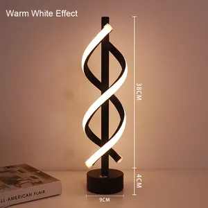 Moderne LED-Spiral-Tischlampe gebogener Schreibtisch-Bettlampe kühles weißes warmes weißes Licht für Wohnzimmer Schlafzimmer Leseleuchte