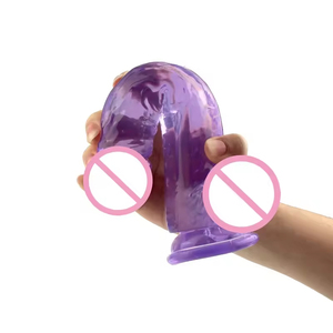 Vente en gros : Dildo en gelée de cristal pour masturbation féminine, Dildo réaliste avec ventouse, Plug anal transparent, Produit sexuel - Product Image 4