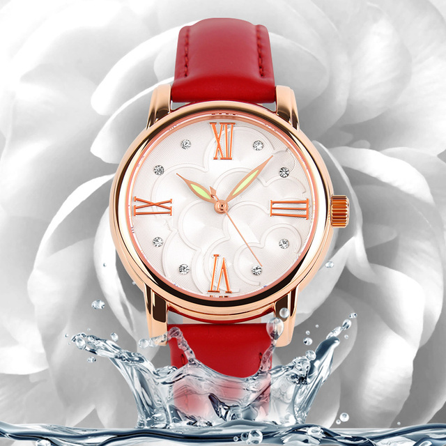 OEM Custom Fashion Classics 100M Waterproof Luminous Stainless Steel Quartz Leather Strap 34MM Luxury Watch for Women