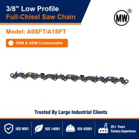 Chaîne de tronçonneuse 3/8 profil bas, faible recul, entièrement dentelée A0SFT A1SFT pour la coupe du bois, idéale pour les scies de location et l'usage domestique