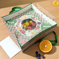 Boîte cadeau rectangulaire haut de gamme en carton ondulé avec design ajouré et impression laminée pour pommes, raisins, oranges