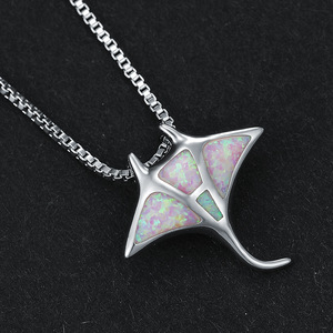 Collier pendentif en opale de feu bleu océan Manta <span class=keywords><strong>Ray</strong></span> Stingray - Product Image 6