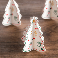 Meilleur rapport qualité-prix : Fournitures de papeterie de Noël en gros, Carte de vœux interactive en papier coton avec impression typographique motif sapin de Noël