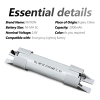 Baterai Pengganti Lampu Darurat JINTION 2.4V 2200mAh NiMH untuk Tridonic 28002087 2 Sel